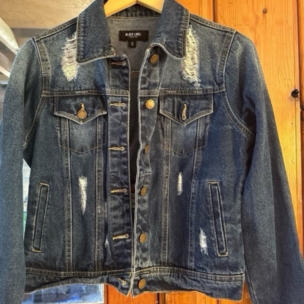 Black Label Distressed Blue Jean Jacket